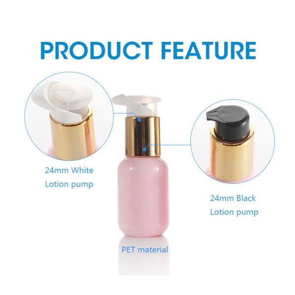 60ml Pink Round Cosmetic Lotion Bottle Electroplating Golden Pump