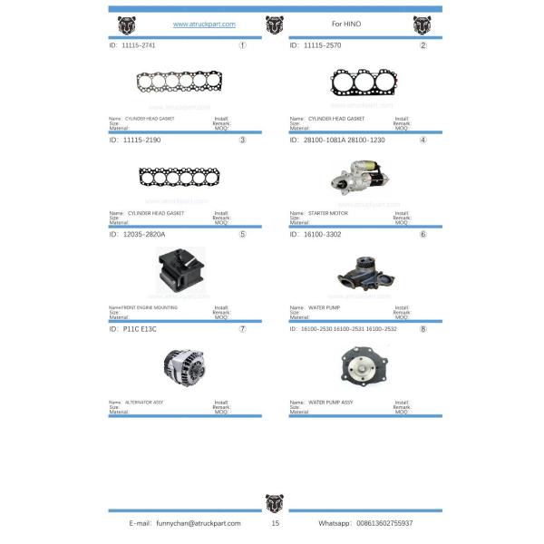 Japanese Truck Engine Spare Parts Piston S130A-E0100 S130b-E0390 for Hino J08e
