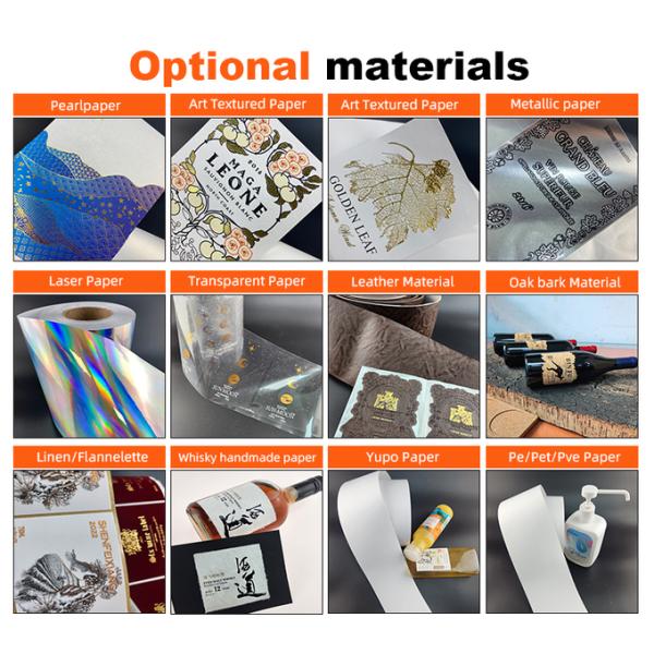 Low MOQ Gold Foil Wine Label Texture Paper Wine Label Alcohol Drink Glass Metal Wine Sticker