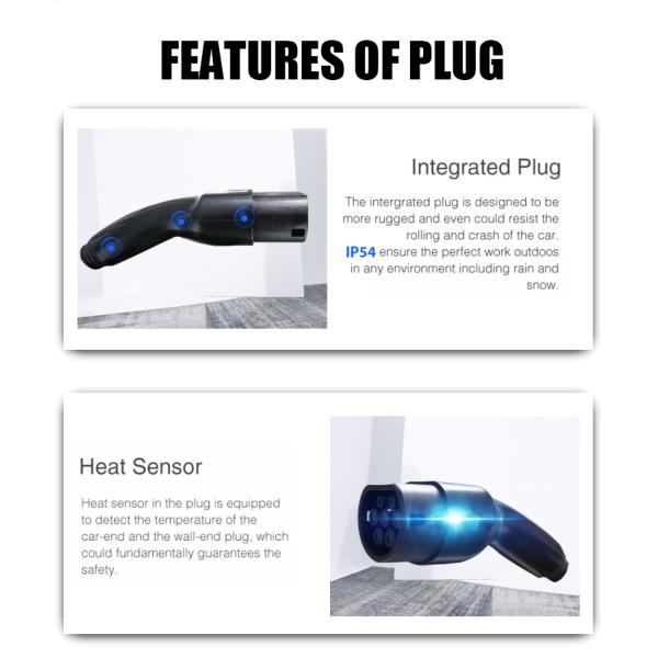 UL94-V0 Flame Class 16A-32A Type 1 to Type 2 EV Charging Cable for Electric Vehicles