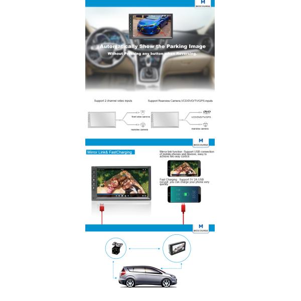 Dashboard 2 Din Car Stereo / Double Din Stereo With Navigation And Backup Camera