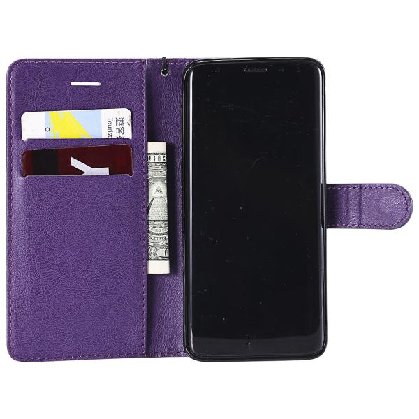 Samsung S9 Pure Color Leather Wallet Protective Case with Card Slots