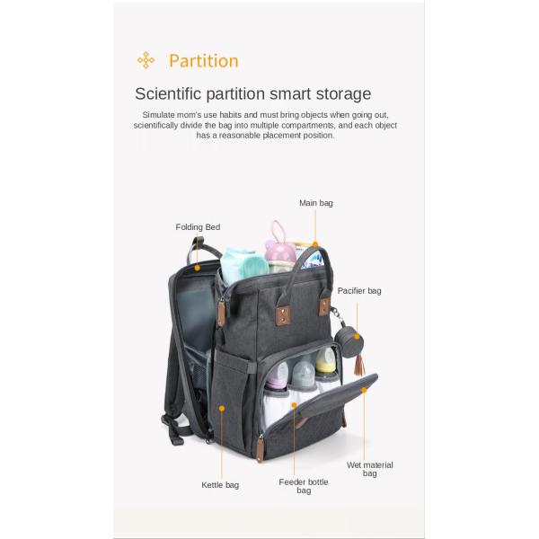 20L Nylon 600D Folding Diaper Bag Multifunctional Nappy Bag 1.4kg