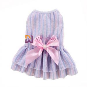 China Customizable Color Poly cute dog dresses Satin Bow Cotton Seersucker wholesale