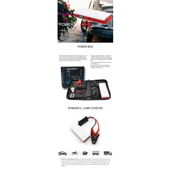 OEM / ODM Multifunction Compact Jump Starters A3+S With LCD Screen
