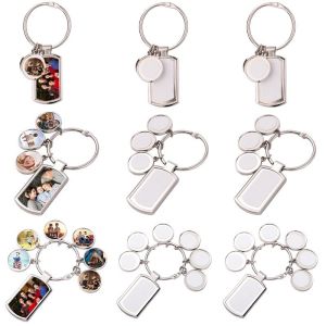 Sublimation Blank Metal Key Chain With 6 Round Tags Diy Photo Keychains