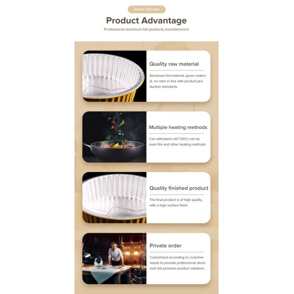 Gold Smooth Wall Heat Seal Lid Takeaway Foil Food Containers With Plastic Cover