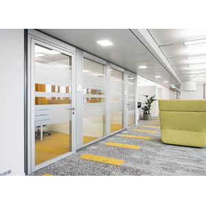 China Aluminium Frame Glass Partition Wall System soundproof With Electrical Lock on sale