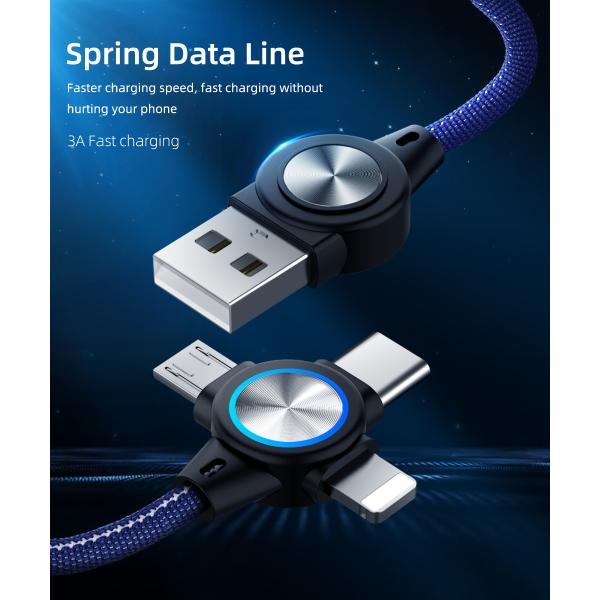 3.3 Ft Nylon Braided 5000 Times 8 Pin 3A USB 2.0 Cable