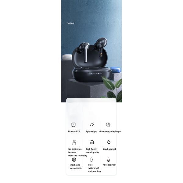 4hrs TWS Bluetooth Earbuds V5.1 Active Noise Cancelling Wireless Earbuds