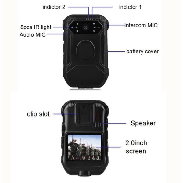 Mini Button HD Body Camera IP65 , External Police Worn Cameras With Face Detect