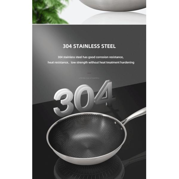 Factory Wholesale PFOA Free Non Stick Works 18/8 Stainless Steel Wok Pan with Glass Cover