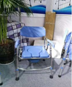 China Chrome Steel Adjustable Bath Seat Folding Backrest Toilet Commode Chair For Elderly on sale