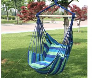 China Outdoor Custom Blue Color Thick Canvas Rocking Portable Camping Hammock Dormitory Bedroom Hanging Chair on sale