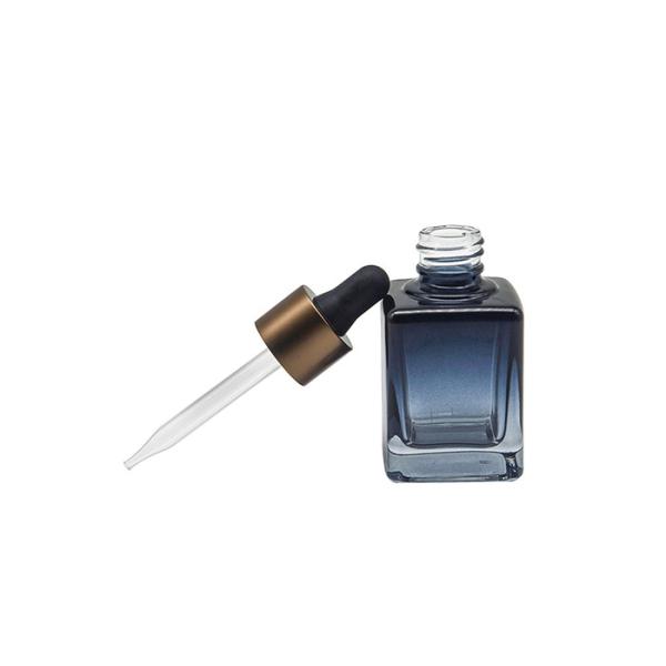Square 35ml Glass Blue Dropper Bottle For Eyes
