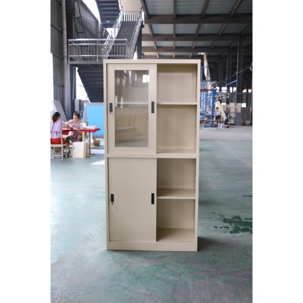 Steel Glass Sliding Door Cupboard H1850*W900*D400(MM) KD Structure For Office