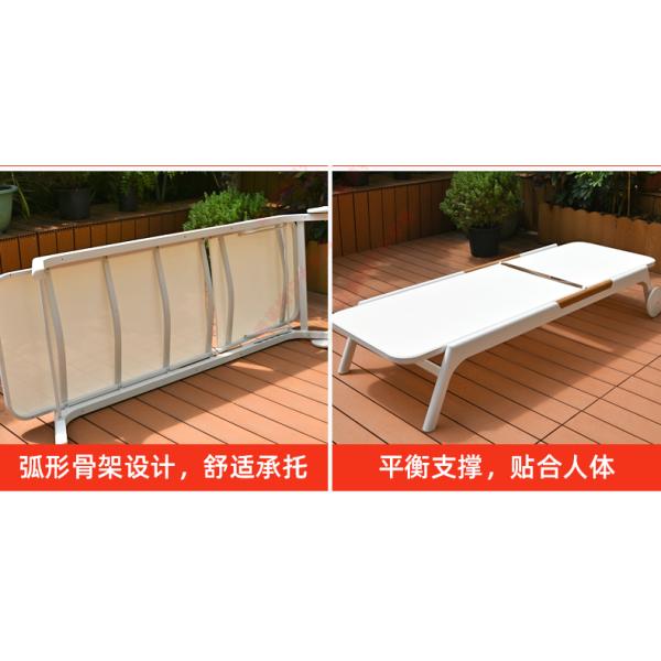 "Outdoor swimming pool lounge chair, villa courtyard hotel, outdoor leisure solid wood lounge bed, homestay, beachside anti-corrosion wood beach chair