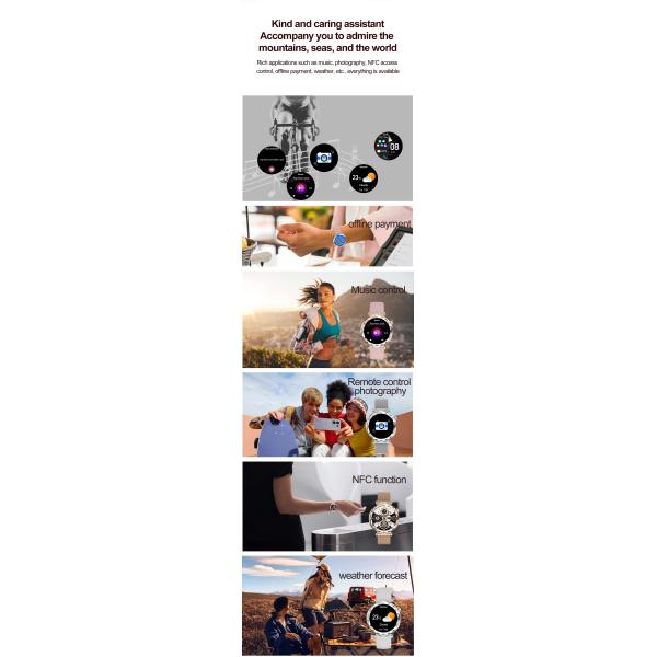 BT call NFC Wristband Girl Sport Fitness Tracker Lady Smartwatch HK88 AI assistant