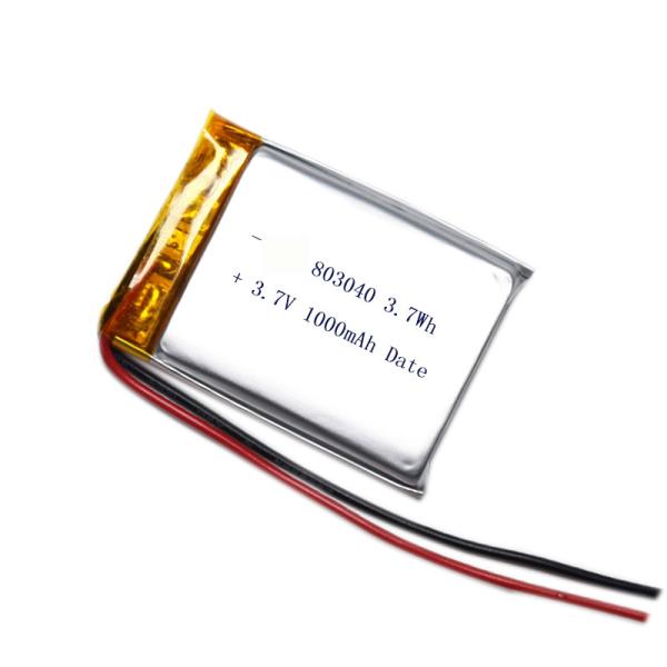 IEC62133 UL Approved 803040 Li Polymer Battery 3.7v 1000mAh