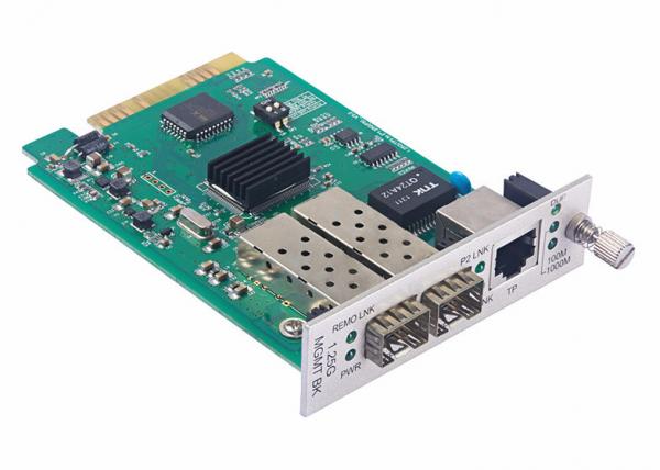 Quality 1x10/100/1000Base-T to 2x1000Base-X Media Converter Card with Fiber Protection for sale