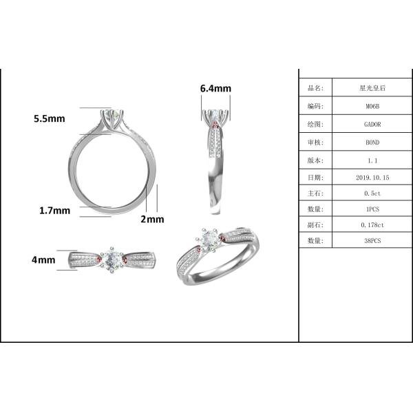 Minimalist Designs 9K Gold Jewelry , Moissanite 925 Silver Ring Set