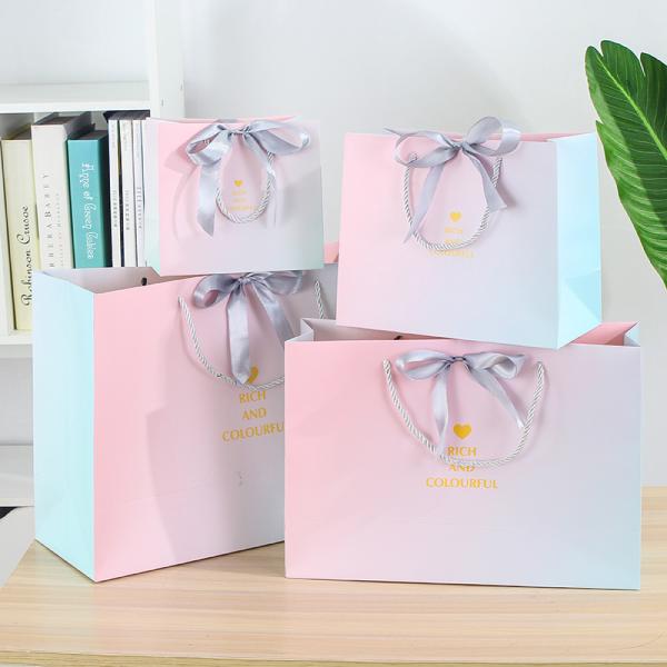 Gradient Color Clothing Paper Bag 18cm 36cm Custom Packaging For Small Business