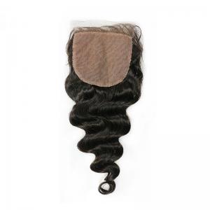 China Loose Wave Human Hair Silk Closure Soft Smooth Natural Head Skin Color on sale