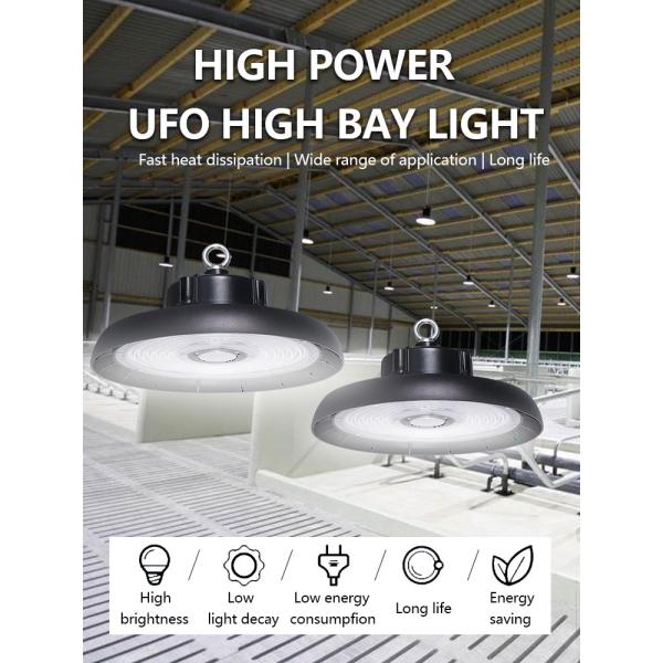 High Bay LED Light Factory Price 160lm/w LED Workshop IP65 Power Adjustable UFO LED High Bay Light