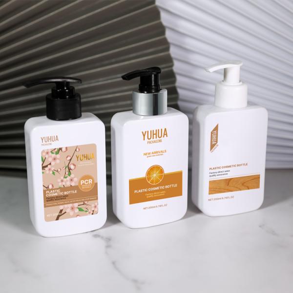 Empty Plastic Bottle 200ML PET Square Shape Shampoo Bottles Plastic Lotion Pump Bottle