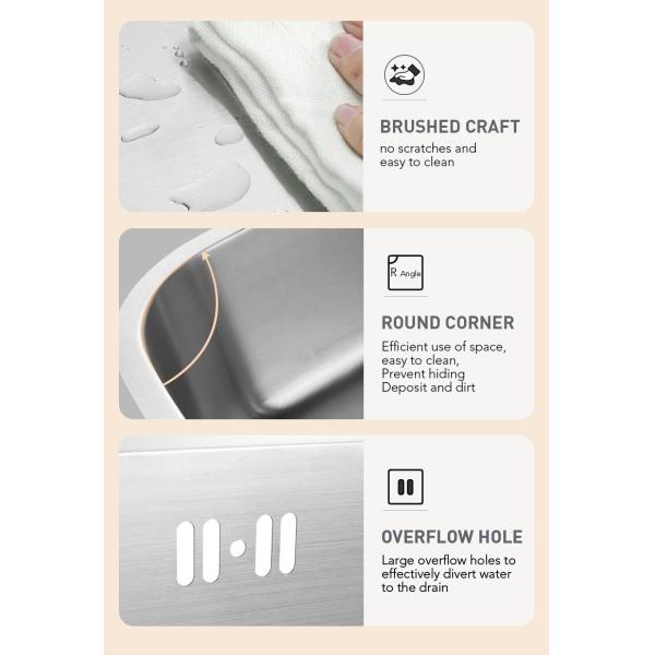 Modern Sus304 Stainless Steel Sink , Undermount Single Bowl Bar Sink 22 Gauge