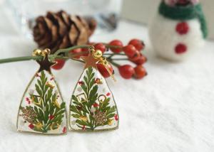 China Christmas Tree Green + Red Clip-on Earrings Woman 14k Gold Lighted For Girl Friend wholesale