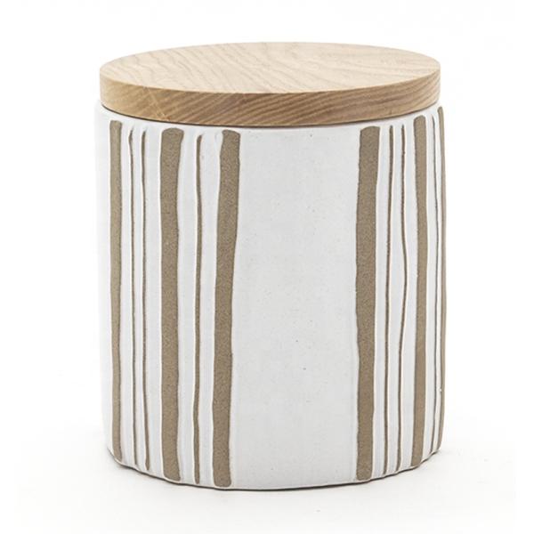 Kitchen Ceramic Coffee Storage Jars Tea Sugar Food Storage Ceramic Canister With Wood Cover