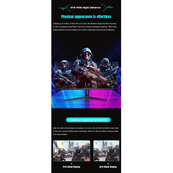 400cd/M2 34 Inch Gaming Monitor 1900R Curve Nano Panel 3440x1440 4K UHD Computer Monitor