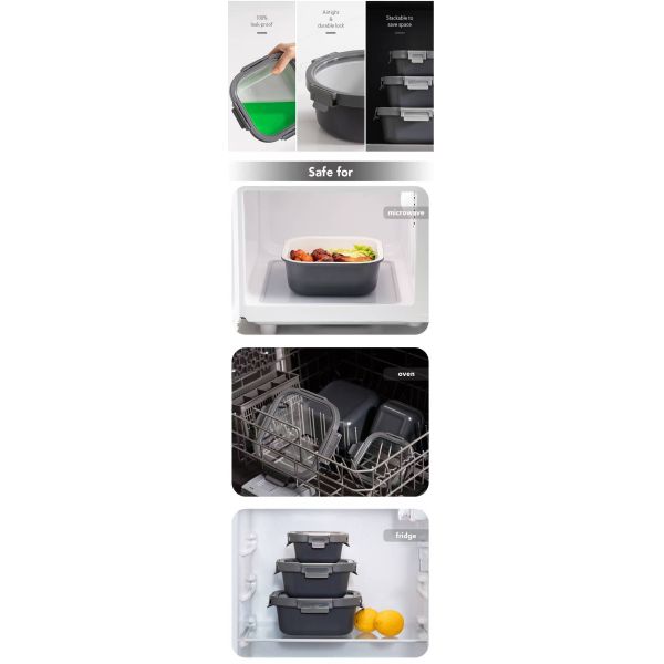 Non Toxic LFGB Certified DGCCRF Certified Glass Food Container with Tempered Glass Lid and Airtight Seal