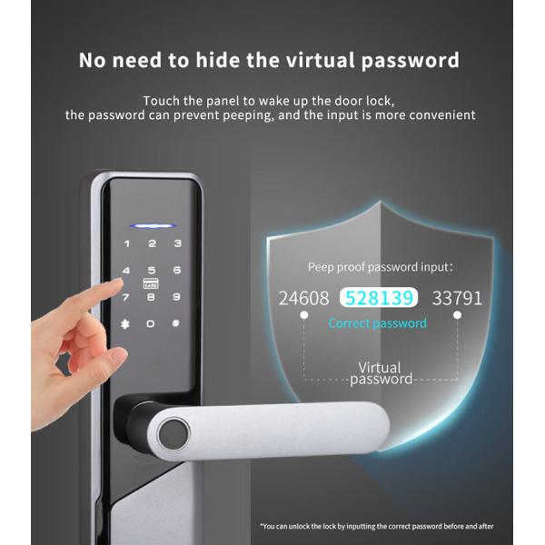 Aluminum Alloy TTlock Tuya WiFi Digital Fingerprint Smart Door Lock with Password Card Key