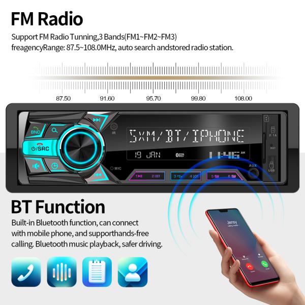 GRANDnavi Single Din Multifunction MP3 Car Player AUX Car Radio USB Car Stereo IR Remote Control