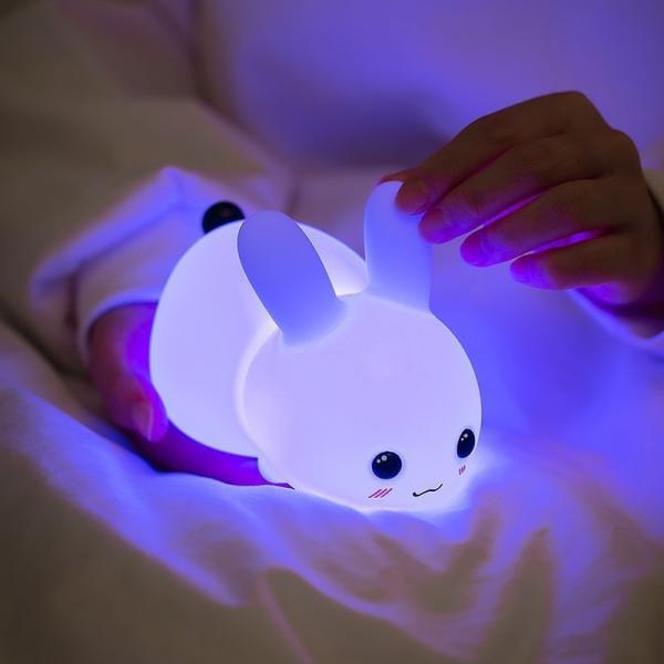 Rabbit Silicone Night Light For Kids 16 Color Changing Kids Night Light USB Baby Nursery Bedside Touch Lamp Night Lights