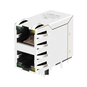 China Belfuse 0845-2G1T-H5 Compatible LINK-PP LPJ17633AENL 10/100 Base-T  Green/Yellow Led  2x1 Port  RJ45 Modular Jack on sale