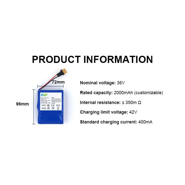 36V balance car battery 36V 2Ah lithium battery for children's car