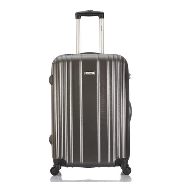 Multi-Function Blue Durable PC Carry Suitcases Luggage Front Open Travel Boarding Trolley Case Embossed Vertical Stripe