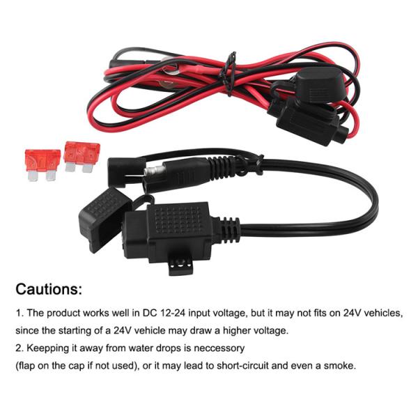 USB Charger 2.1A 12v Waterproof Automotive Wiring Harness With Inline Fuse Power