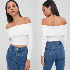 China Spring New Design Off The Shoulder Crop Top Long Sleeve wholesale