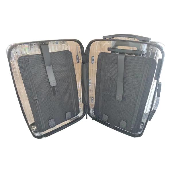 Dry and Wet Separation Transparent Luxury PC Waterproof Hard Shell Carry-on Suitcase with TSA Lock Clear Valise Cabin Travel Luggage