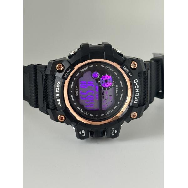 Quartz Digital Sports Watch Waterproof With Black Silicone Band