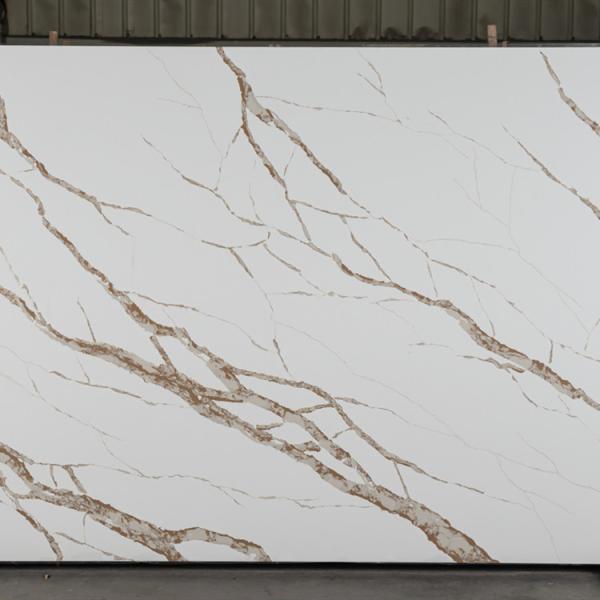 Calacatta Classical Polished Honed White Quartz Stone Veneer White Quartzite Slabs For Benchtop