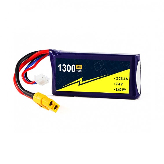 Balance Charger 7.4V 1300mAh 2S Lipo Battery Pack 25C With XT-60