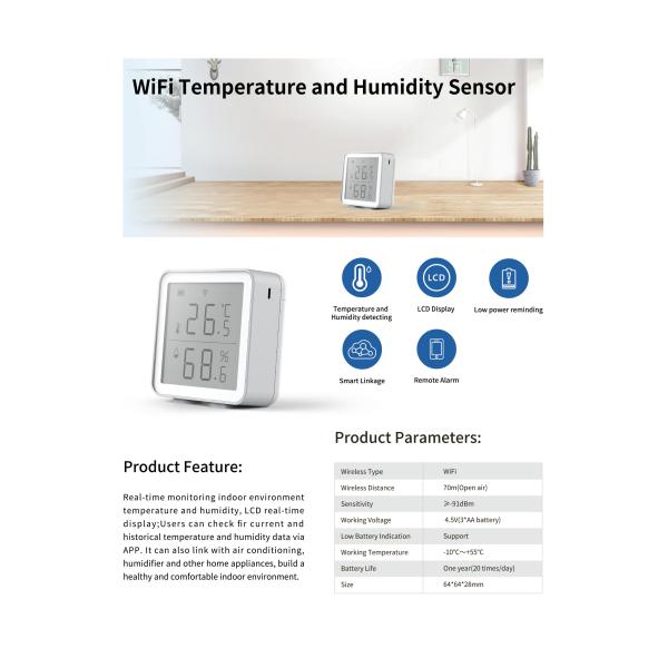 Tuya Wifi Temperature&Humidity Sensor Work With Alexa Indoor Hygrometer Thermometer lcd Display Intelligent Linkage For