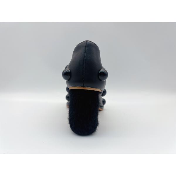 Soft Nappa Leather Women Pumps Shoes Black Low Heel Dress Shoes With Mushroom Mosaic