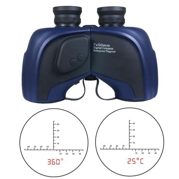 7x Magnification 7x50 Water Resistant Binoculars Marine Digital Compass