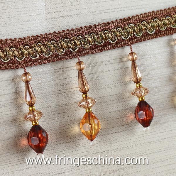 Handmade fashionable chain beads lace tassels fringes for curtain/sofa/pillow decoration